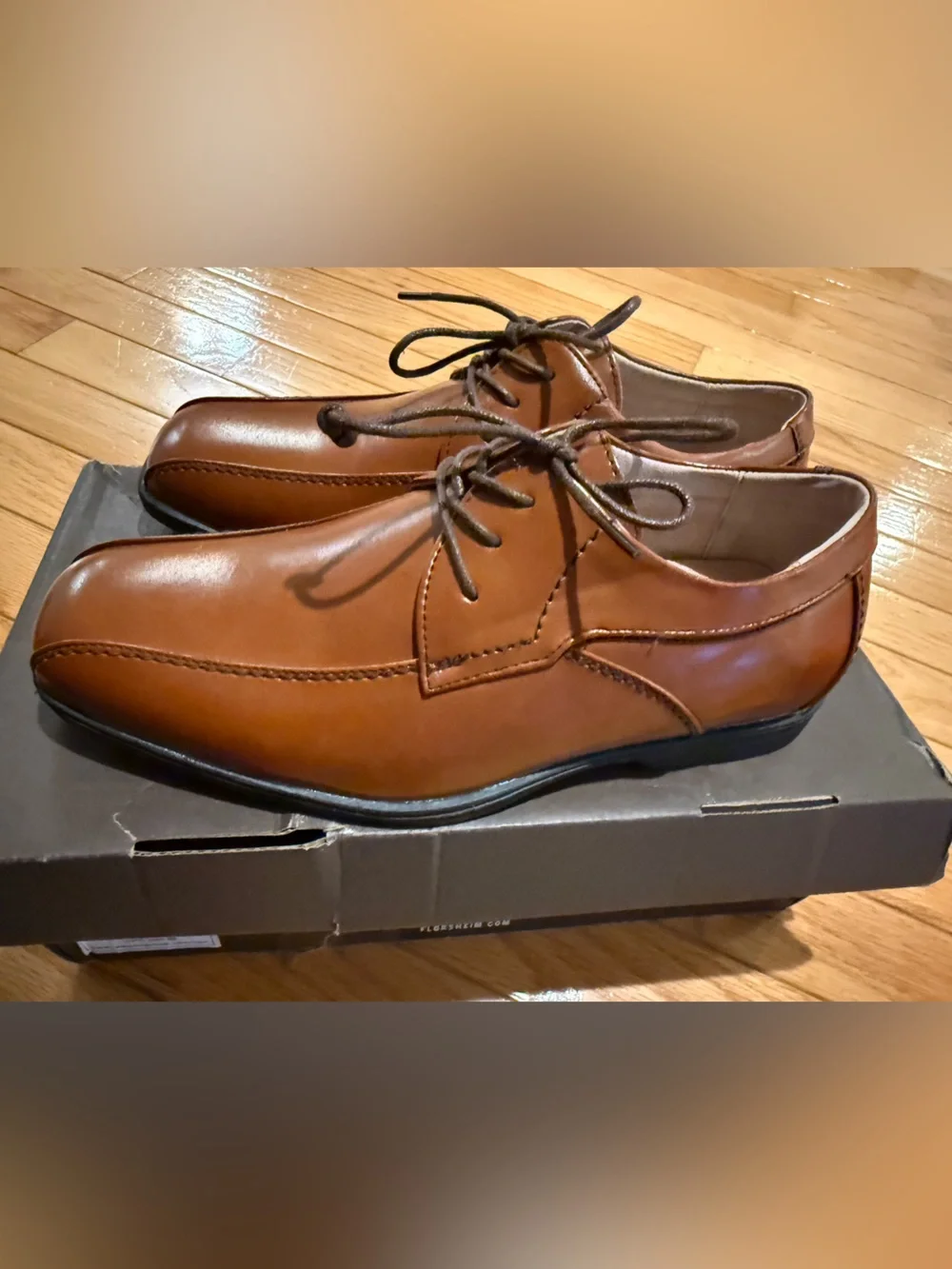 Florsheim Rolan Bike Ox Cognac Tan Leather Lace-Up Derby Shoes Size 4.5